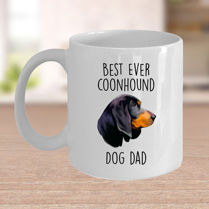 Black and Tan Coonhound Best Dog Dad Ever Custom Ceramic Coffee Mug White Two-tone Birthday Father's Day Gift for Men - Mallard Moon Gift Shop