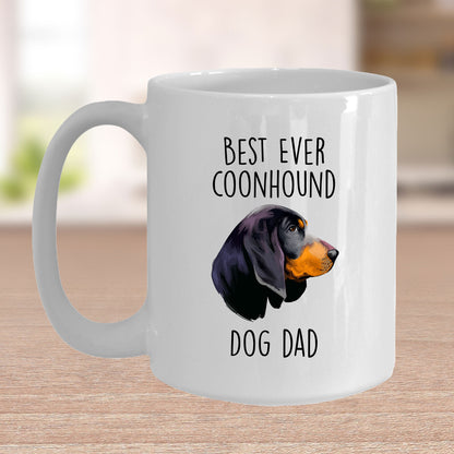 Black and Tan Coonhound Best Dog Dad Ever Custom Ceramic Coffee Mug White Two-tone Birthday Father's Day Gift for Men - Mallard Moon Gift Shop