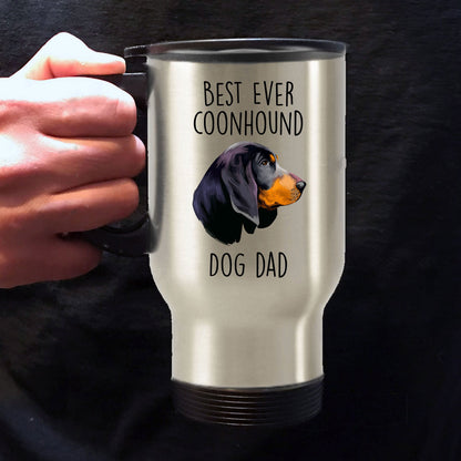 Black and Tan Coonhound Best Dog Dad Ever Custom Ceramic Coffee Mug White Two-tone Birthday Father's Day Gift for Men - Mallard Moon Gift Shop