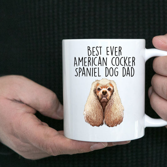 American Cocker Spaniel Best Dog Dad Ever Custom Ceramic Coffee Mug White Two-tone Birthday Father's Day Gift for Men - Mallard Moon Gift Shop