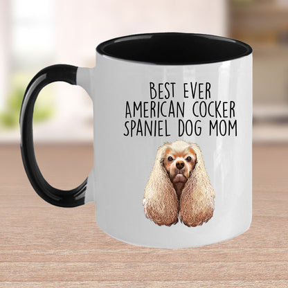 American Cocker Spaniel Best Dog Mom Ever Custom Ceramic Coffee Mug White Two-tone Birthday Mother's Day Gift for Women - Mallard Moon Gift Shop