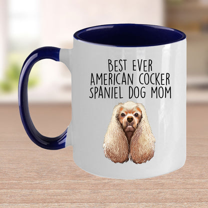 American Cocker Spaniel Best Dog Mom Ever Custom Ceramic Coffee Mug White Two-tone Birthday Mother's Day Gift for Women - Mallard Moon Gift Shop