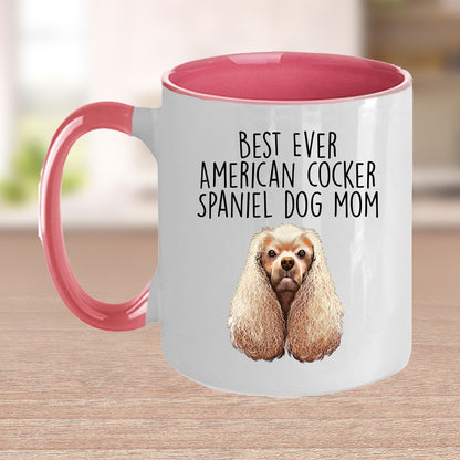 American Cocker Spaniel Best Dog Mom Ever Custom Ceramic Coffee Mug White Two-tone Birthday Mother's Day Gift for Women - Mallard Moon Gift Shop