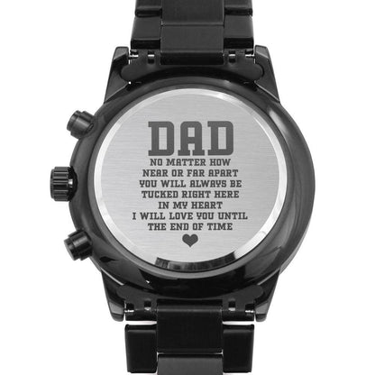 Dad Custom Engraved Black Chronograph Wrist Watch Father's Day Birthday Best Gift - Mallard Moon Gift Shop