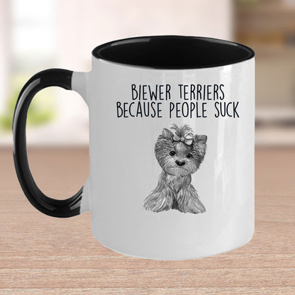Funny Biewer Terrier Custom Ceramic Coffee Mug People Suck - Mallard Moon Gift Shop