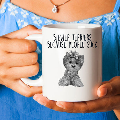 Funny Biewer Terrier Custom Ceramic Coffee Mug People Suck - Mallard Moon Gift Shop