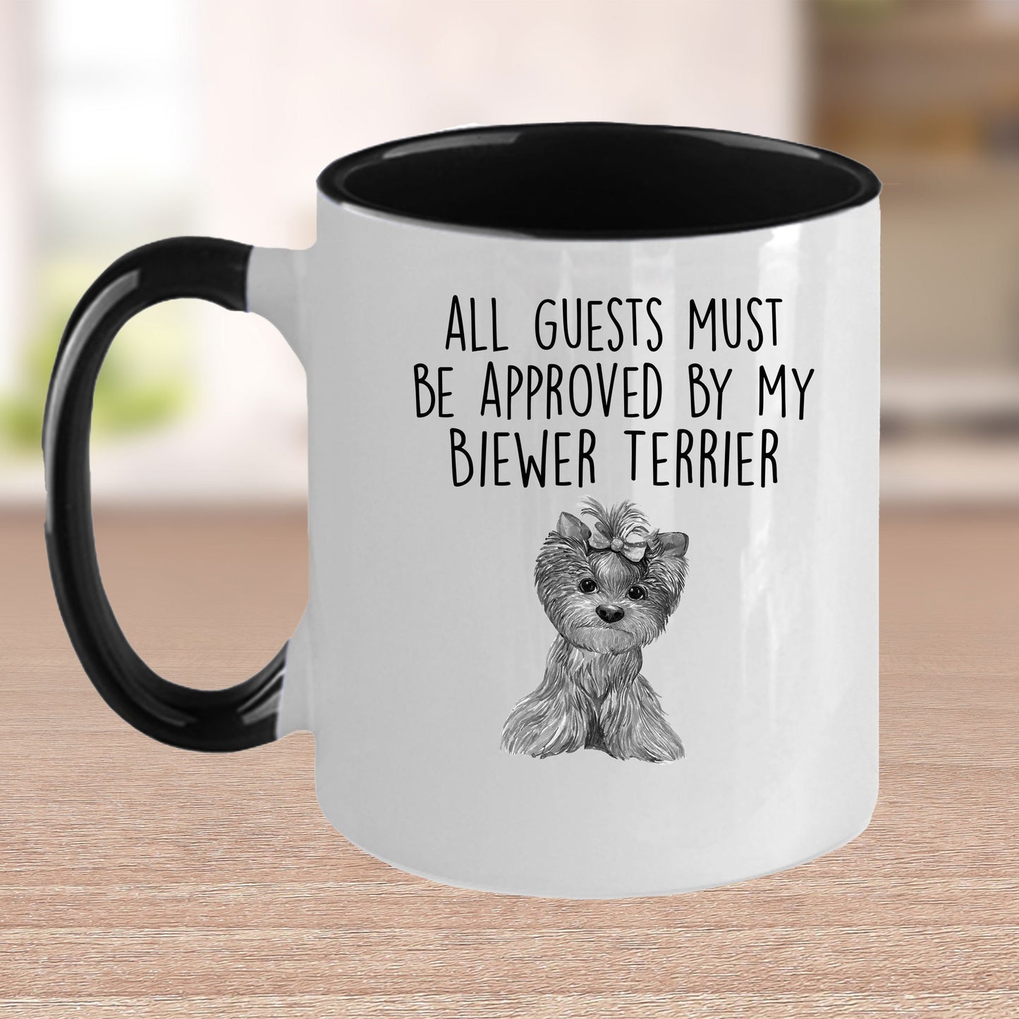 Biewer Terrier Custom Funny Ceramic Coffee Mug Guests Must be Approved - Mallard Moon Gift Shop
