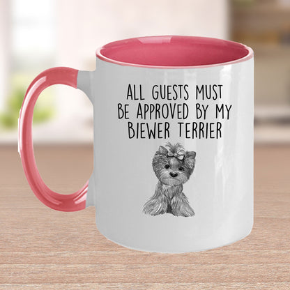 Biewer Terrier Custom Funny Ceramic Coffee Mug Guests Must be Approved - Mallard Moon Gift Shop