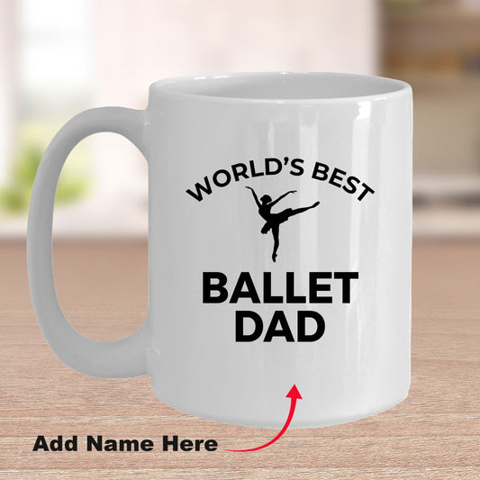 Ballet Dad Custom Ceramic Coffee Mug White Two-toned Black Navy Red & Travel Tumbler - Mallard Moon Gift Shop