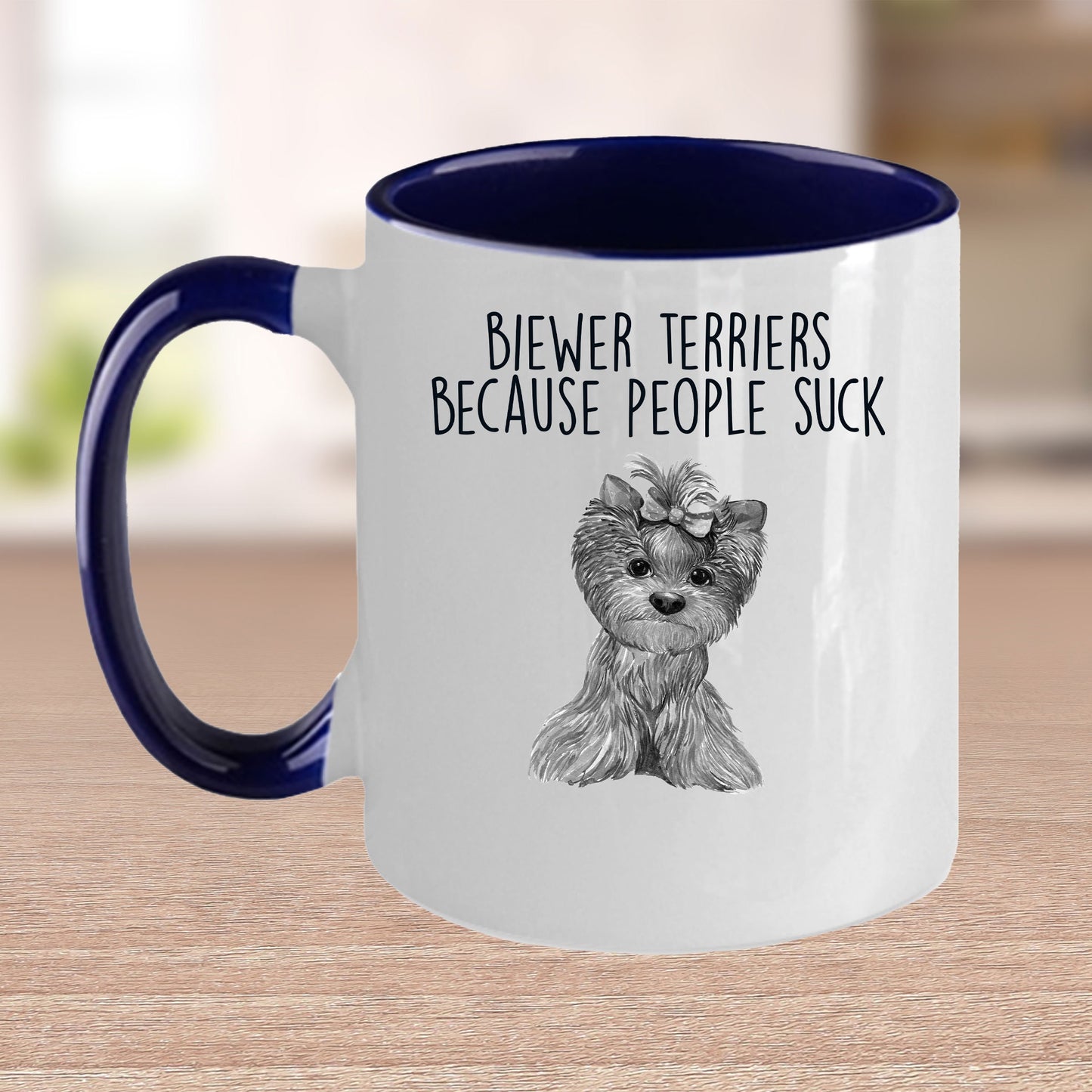 Funny Biewer Terrier Custom Ceramic Coffee Mug People Suck - Mallard Moon Gift Shop