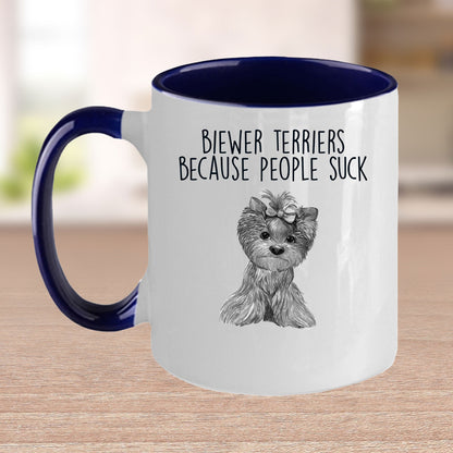 Funny Biewer Terrier Custom Ceramic Coffee Mug People Suck - Mallard Moon Gift Shop