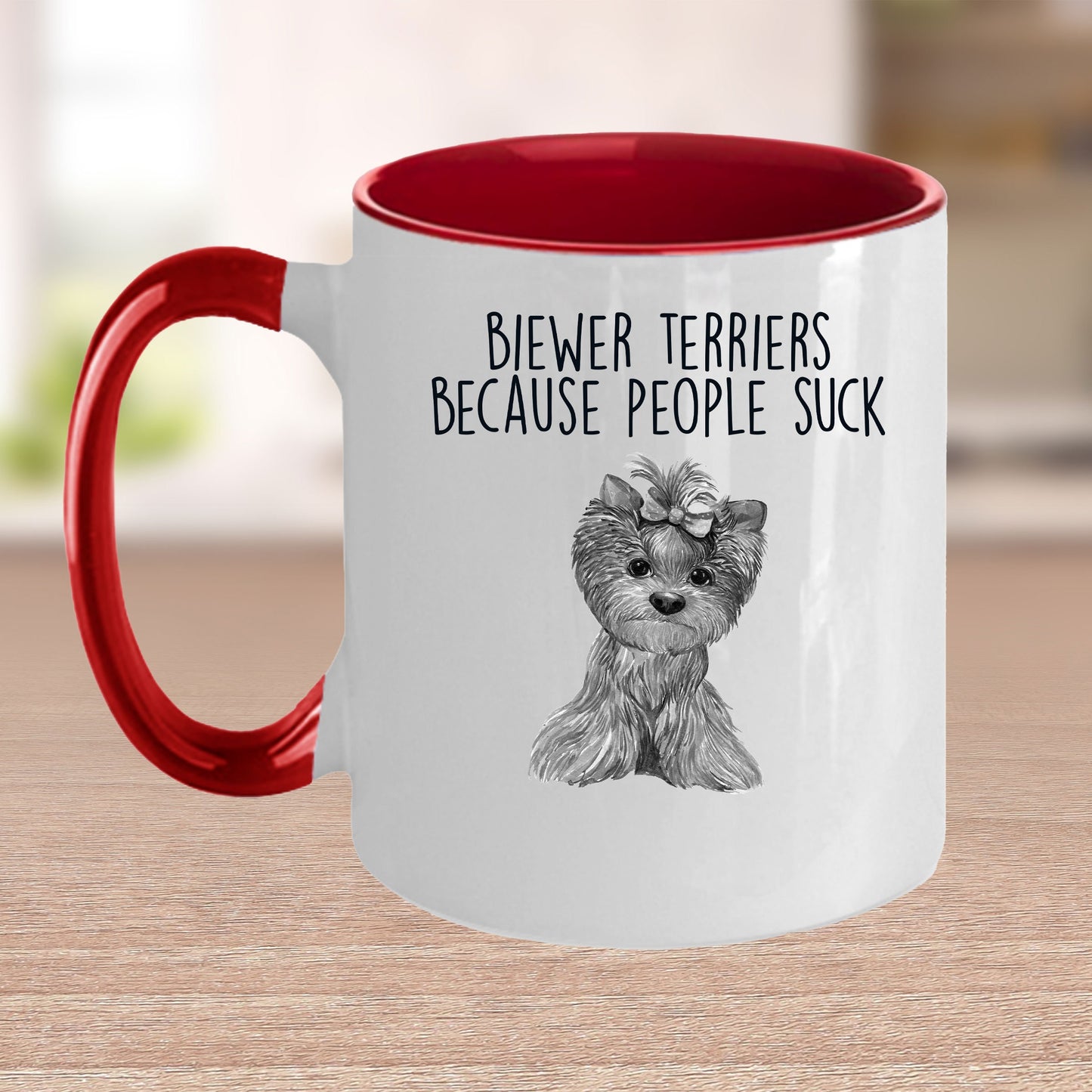 Funny Biewer Terrier Custom Ceramic Coffee Mug People Suck - Mallard Moon Gift Shop