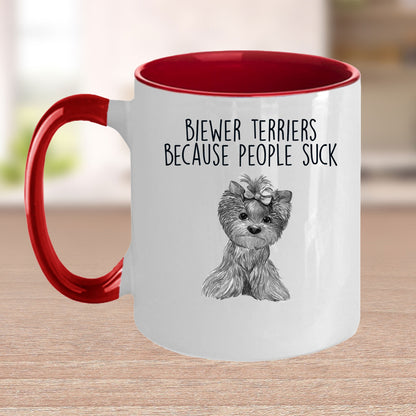 Funny Biewer Terrier Custom Ceramic Coffee Mug People Suck - Mallard Moon Gift Shop