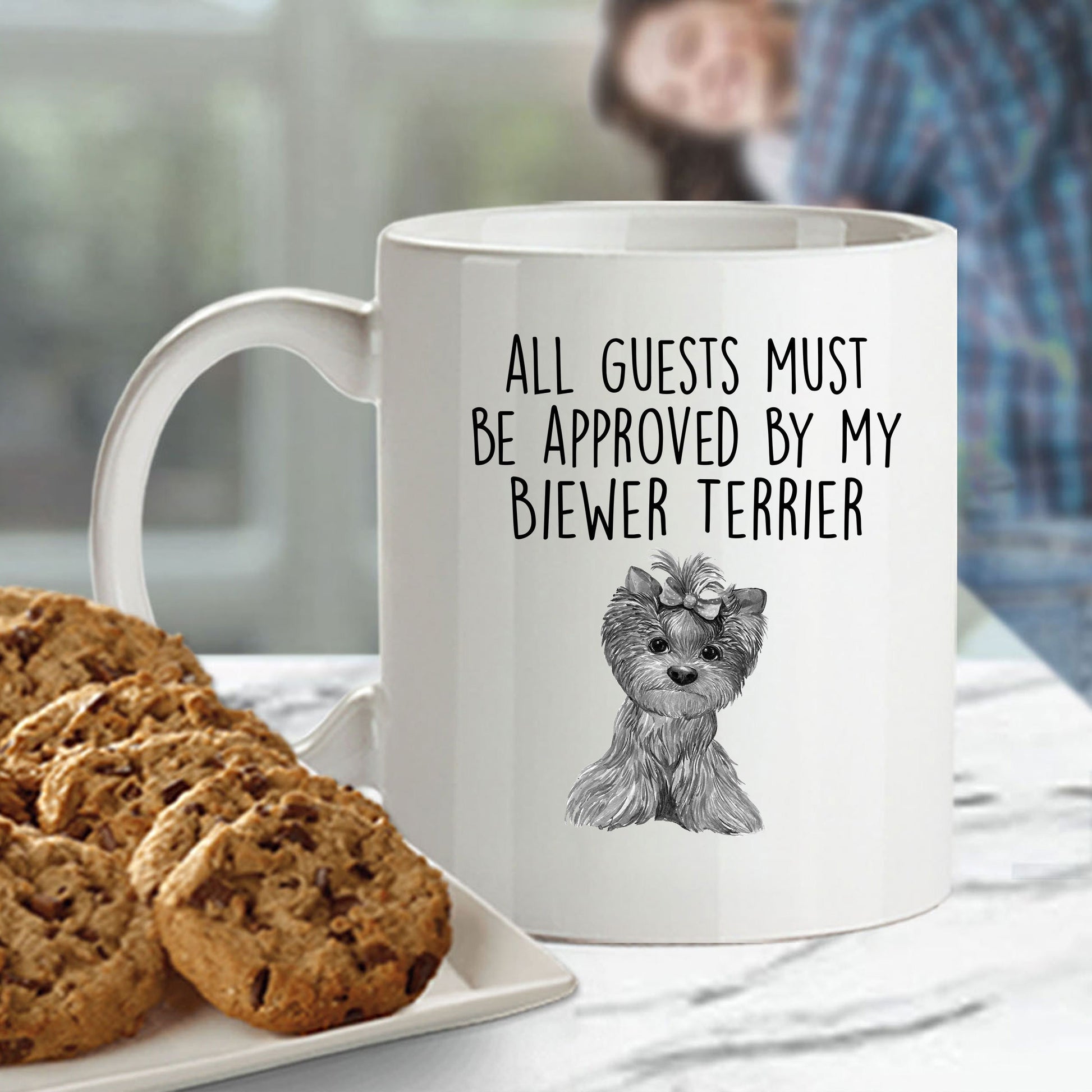 Biewer Terrier Custom Funny Ceramic Coffee Mug Guests Must be Approved - Mallard Moon Gift Shop