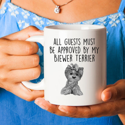 Biewer Terrier Custom Funny Ceramic Coffee Mug Guests Must be Approved - Mallard Moon Gift Shop
