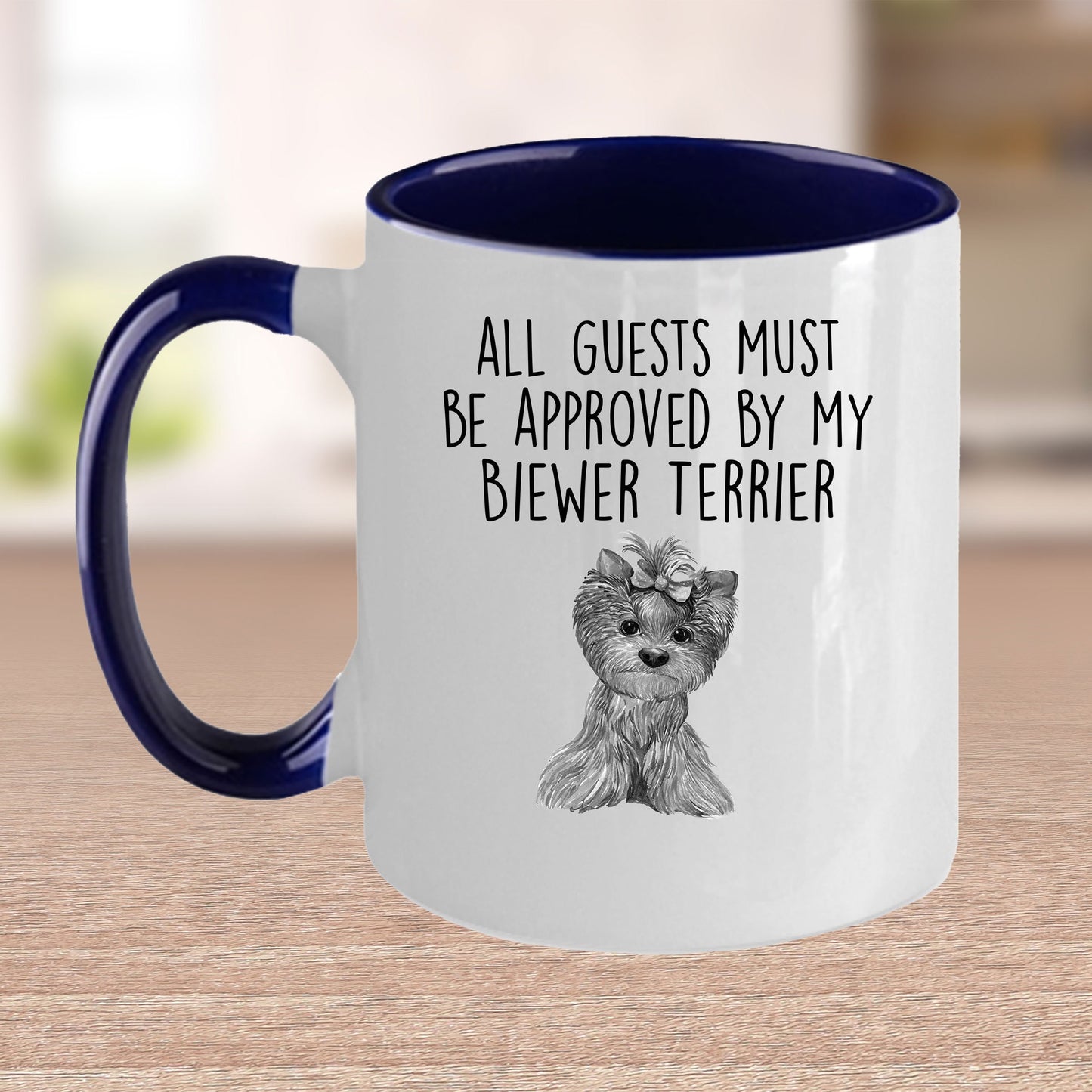Biewer Terrier Custom Funny Ceramic Coffee Mug Guests Must be Approved - Mallard Moon Gift Shop