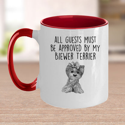 Biewer Terrier Custom Funny Ceramic Coffee Mug Guests Must be Approved - Mallard Moon Gift Shop