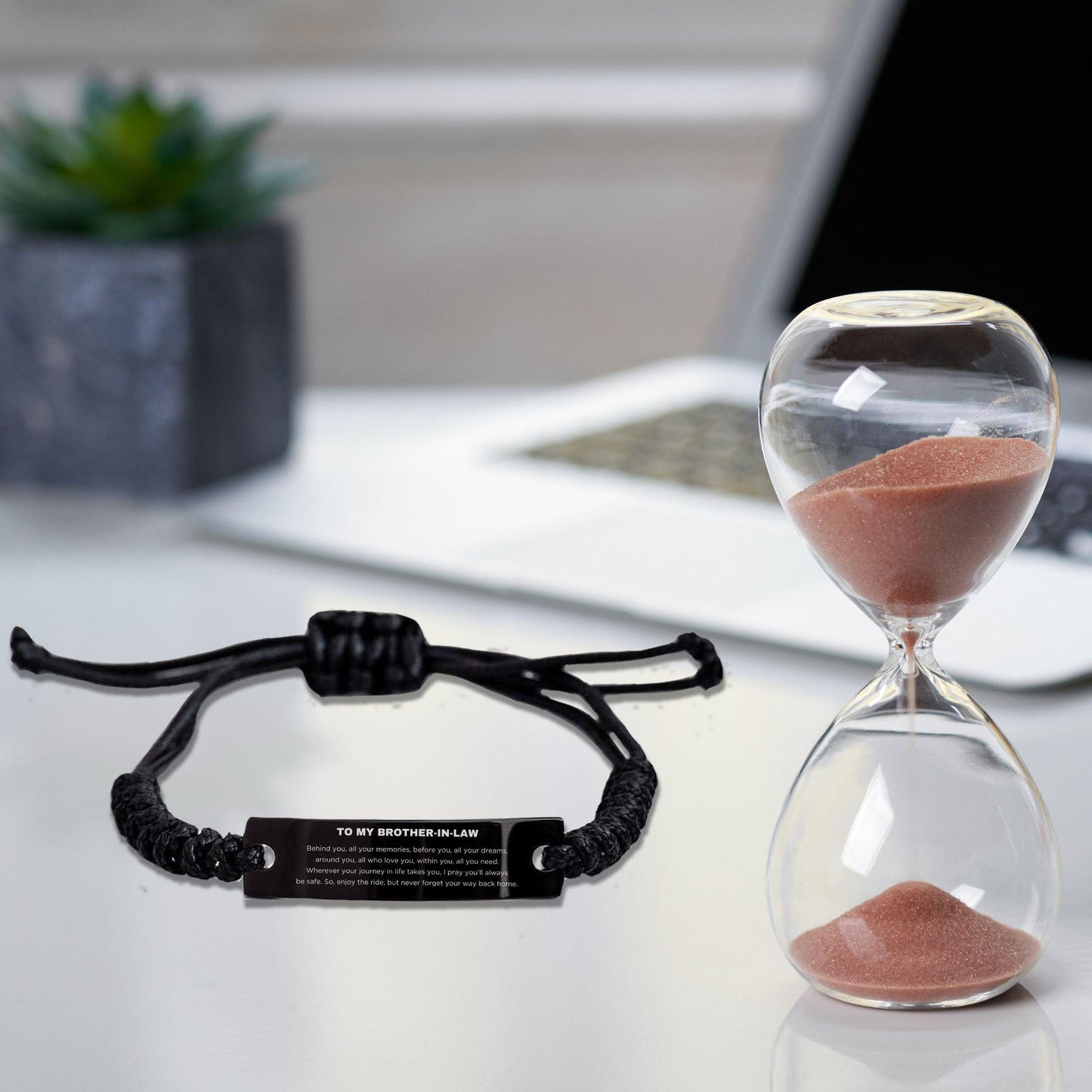 Inspirational Brother-In-Law Black Rope Bracelet - Behind you, all your Memories, Before you, all your Dreams - Birthday, Christmas Holiday Gifts - Mallard Moon Gift Shop