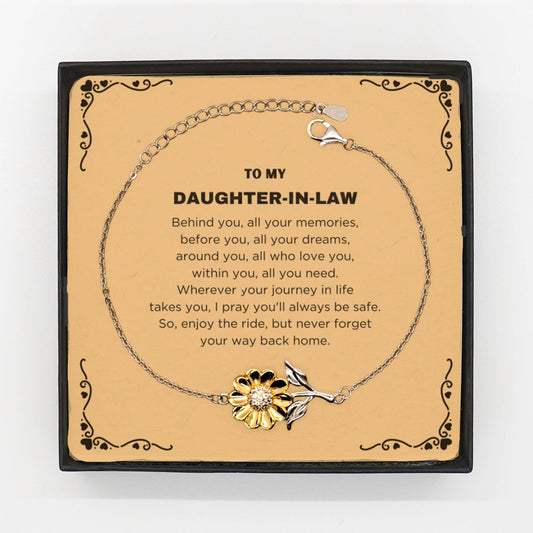 Inspirational Daughter-In-Law Sunflower Bracelet - Behind you, all your Memories, Before you, all your Dreams - Birthday, Christmas Gifts - Mallard Moon Gift Shop