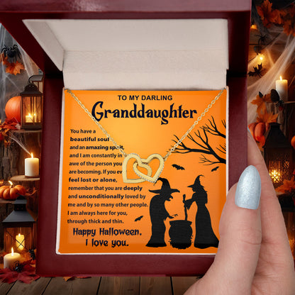 Granddaughter - Amazing Spirit Halloween Interlocking Hearts Pendant Necklace - Mallard Moon