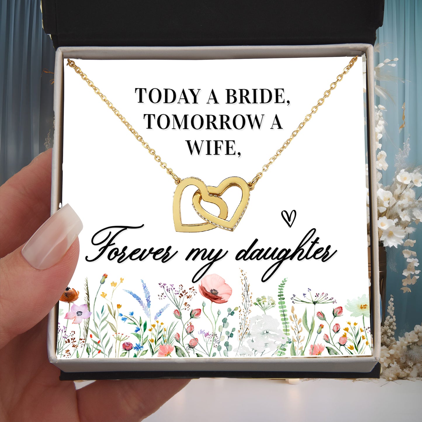 Gift For Daughter - Today a Bride - Interlocking Hearts Necklace - Mallard Moon Gift Shop