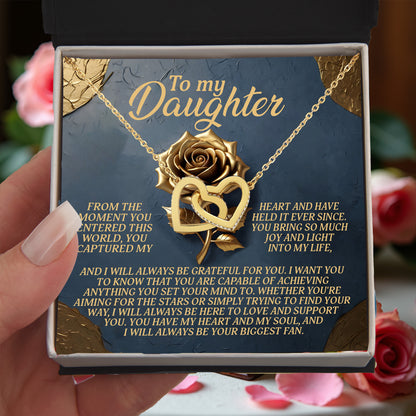 To My Daughter - You Have My Heart & My Soul - Interlocking Hearts Necklace - Mallard Moon Gift Shop