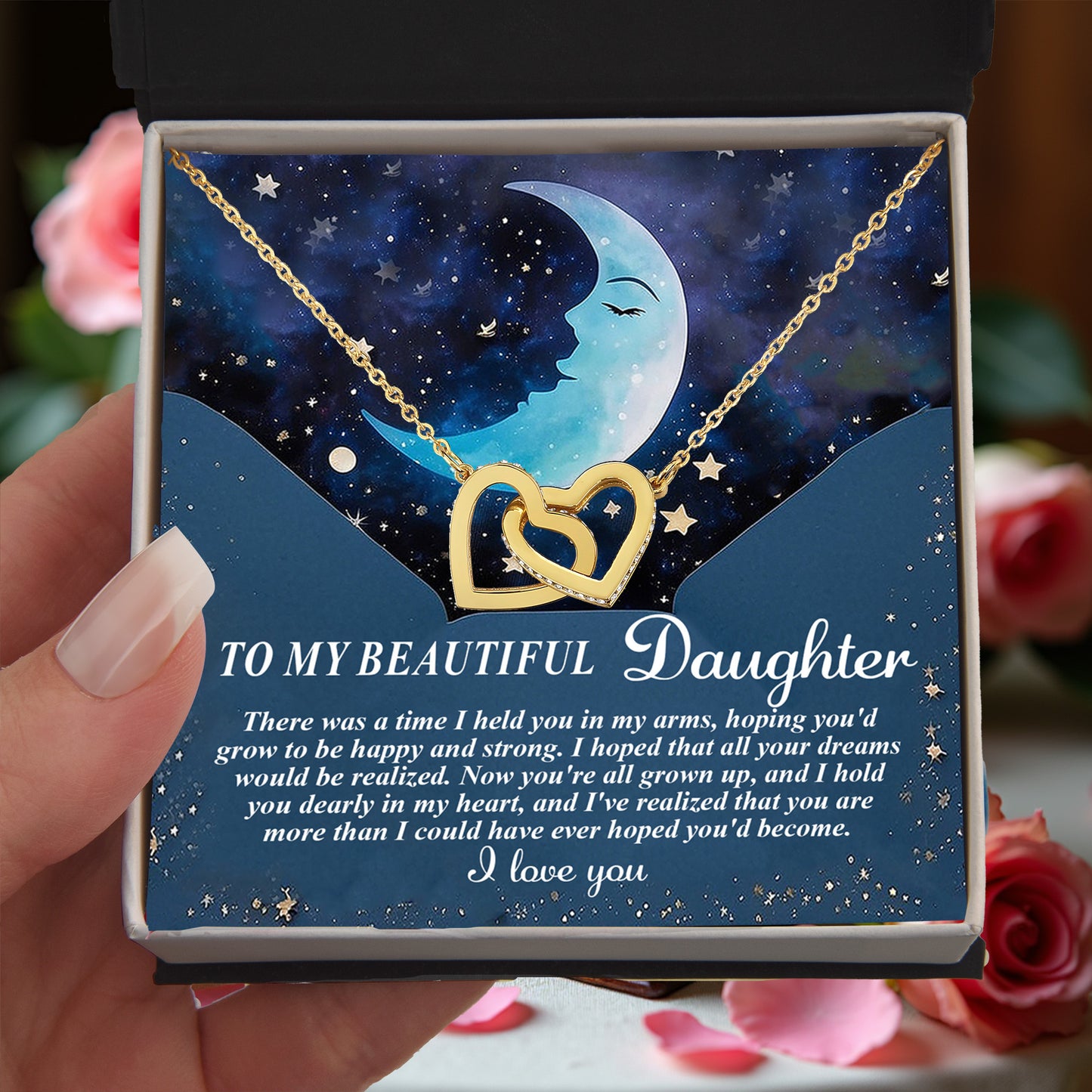 To My Daughter - Always in My Heart Interlocking Hearts Necklace - Mallard Moon Gift Shop