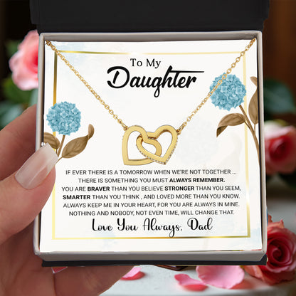 To My Daughter – Interlocking Hearts Necklace from Dad | Braver, Smarter, Stronger Message Card | Sentimental Keepsake Gift - Mallard Moon Gift Shop