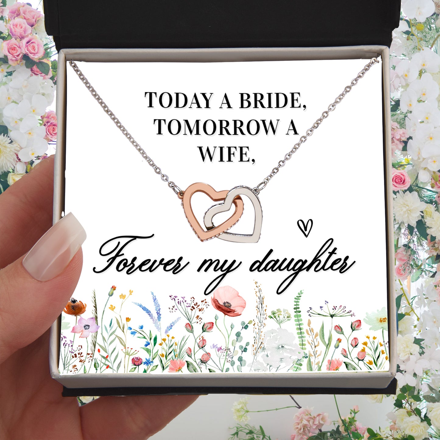 Gift For Daughter - Today a Bride - Interlocking Hearts Necklace - Mallard Moon Gift Shop