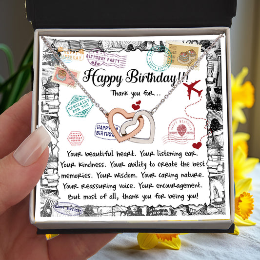 Happy Birthday Daughter Interlocking Hearts Necklace – Thank You for Being You | Meaningful Birthday Gift from Parent - Mallard Moon Gift Shop