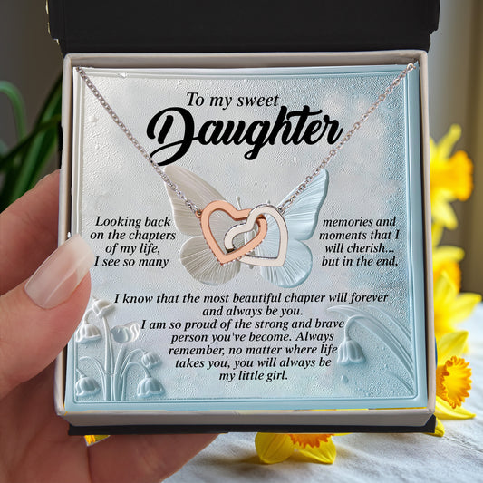 Gift for Daughter - The Most Beautiful Chapter in My Life Is You - Interlocking Hearts Necklace - Mallard Moon Gift Shop