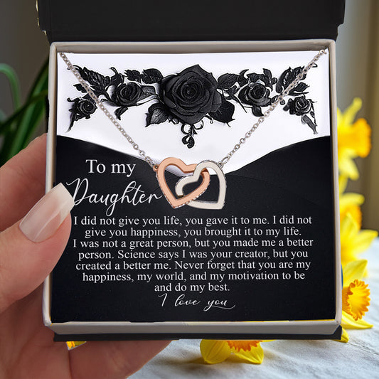 Gift for Daughter - You Made Me a Better Person - Interlocking Hearts Necklace - Mallard Moon Gift Shop