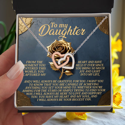 To My Daughter - You Have My Heart & My Soul - Interlocking Hearts Necklace - Mallard Moon Gift Shop