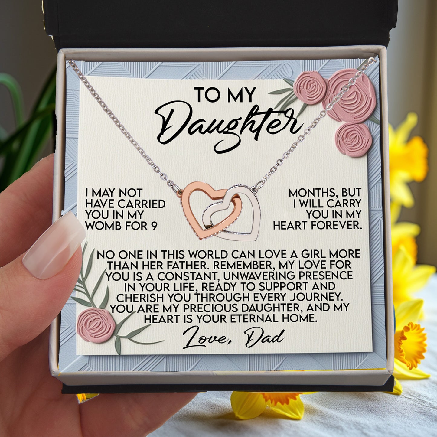 Daughter Gift - I Will Carry You in My Heart Forever - Interlocking Hearts Necklace: - Mallard Moon Gift Shop