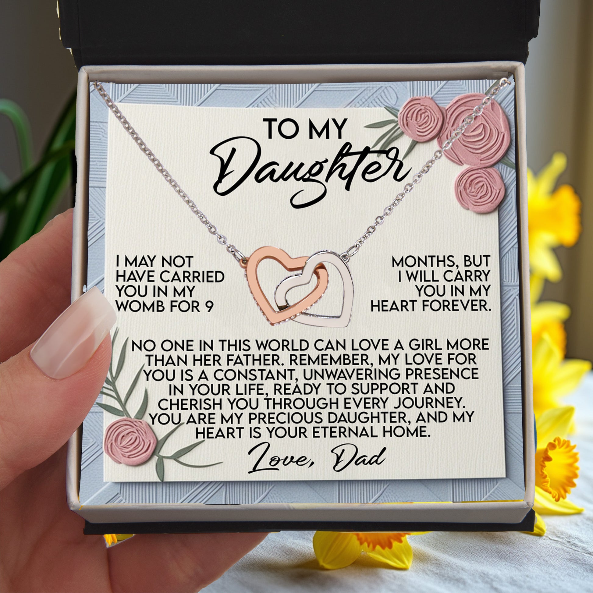 Daughter Gift - I Will Carry You in My Heart Forever - Interlocking Hearts Necklace: - Mallard Moon Gift Shop