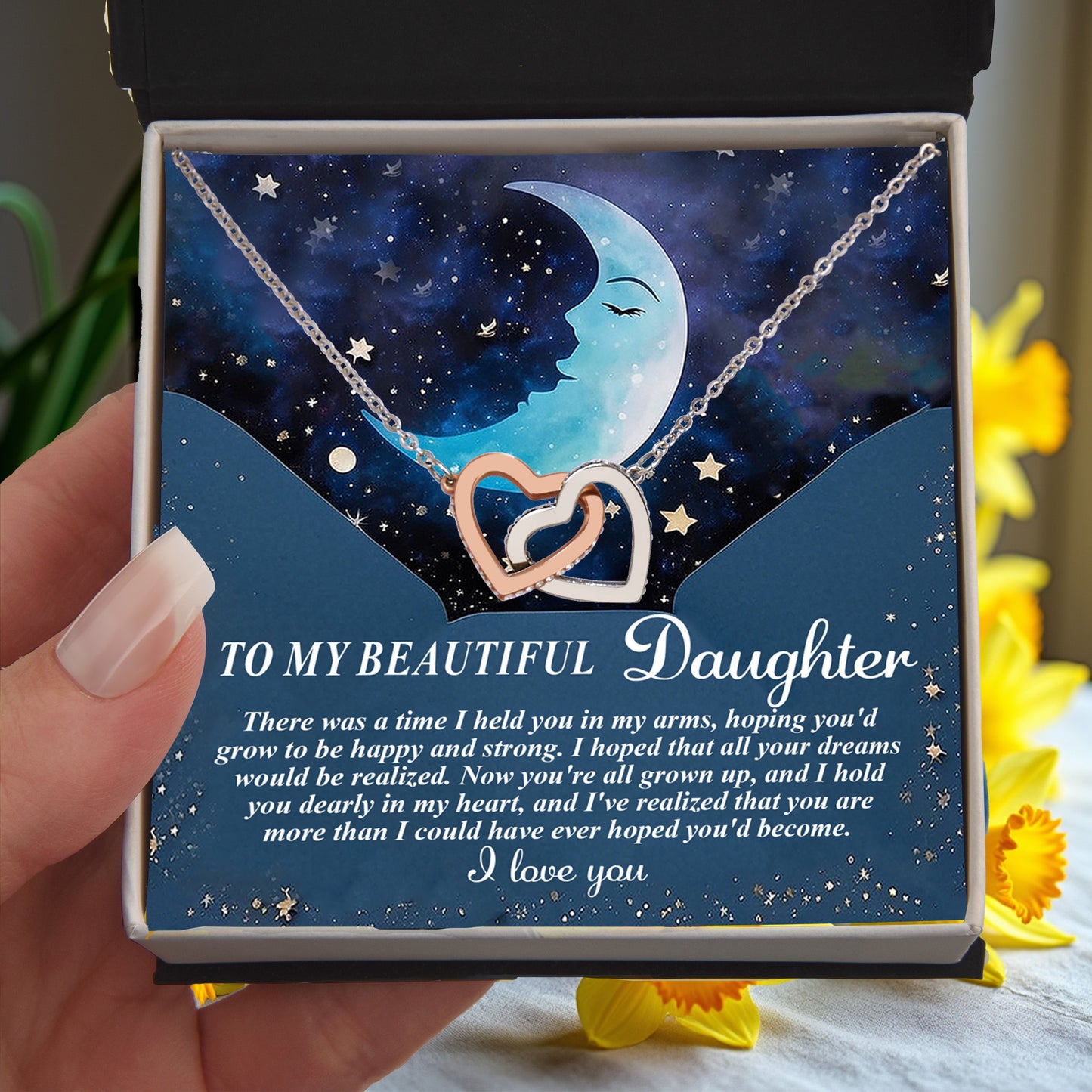 To My Daughter - Always in My Heart Interlocking Hearts Necklace - Mallard Moon Gift Shop