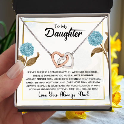 To My Daughter – Interlocking Hearts Necklace from Dad | Braver, Smarter, Stronger Message Card | Sentimental Keepsake Gift - Mallard Moon Gift Shop