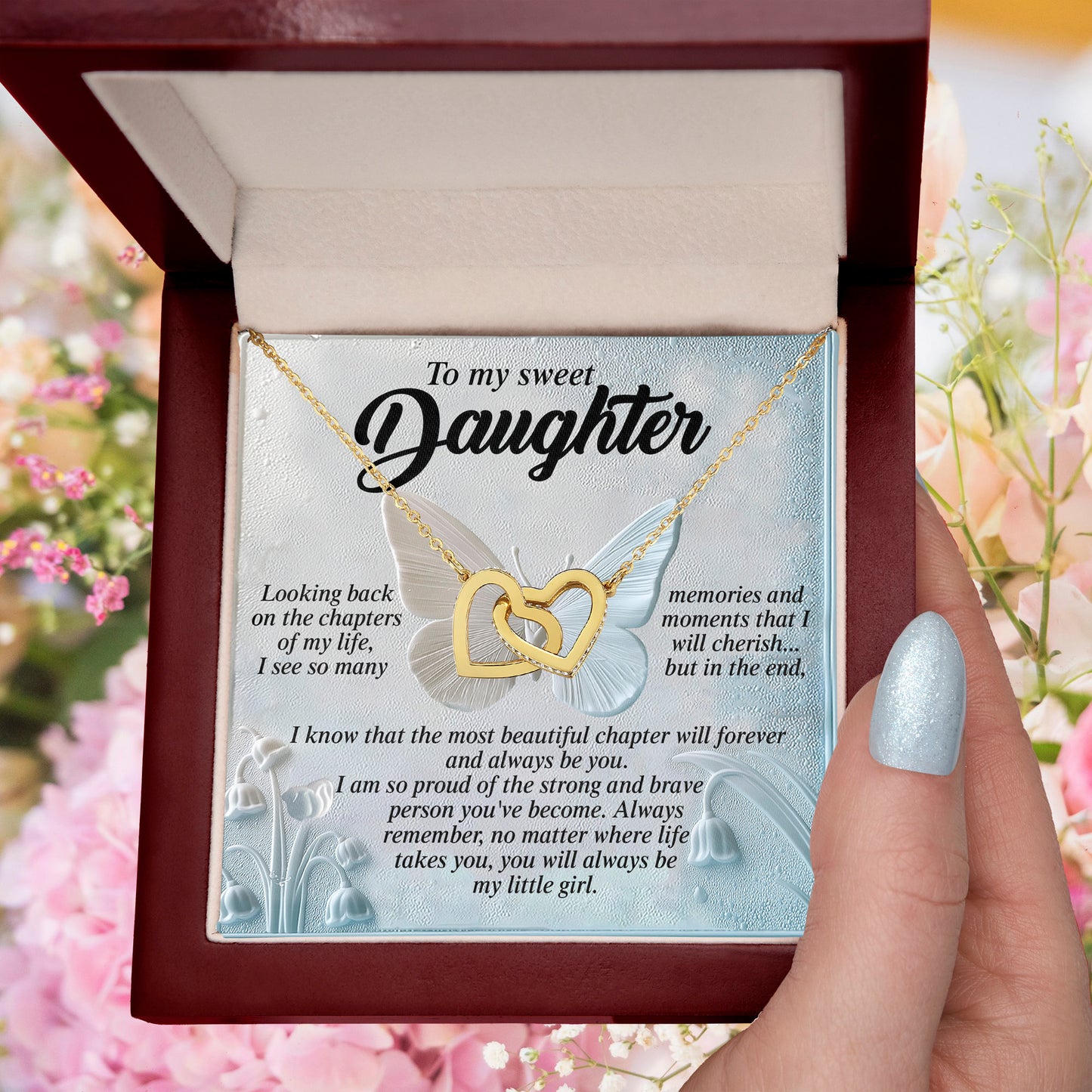 Gift for Daughter - The Most Beautiful Chapter in My Life Is You - Interlocking Hearts Necklace - Mallard Moon Gift Shop