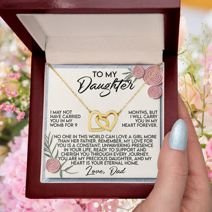 Daughter Gift - I Will Carry You in My Heart Forever - Interlocking Hearts Necklace: - Mallard Moon Gift Shop