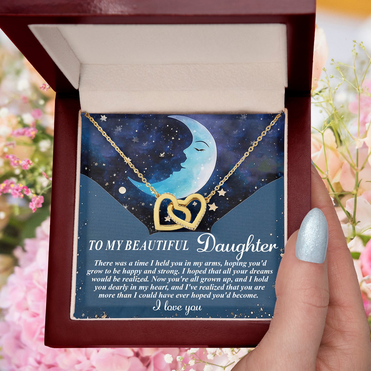 To My Daughter - Always in My Heart Interlocking Hearts Necklace - Mallard Moon Gift Shop