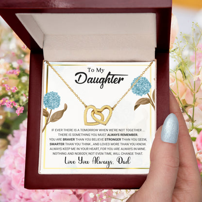 To My Daughter – Interlocking Hearts Necklace from Dad | Braver, Smarter, Stronger Message Card | Sentimental Keepsake Gift - Mallard Moon Gift Shop