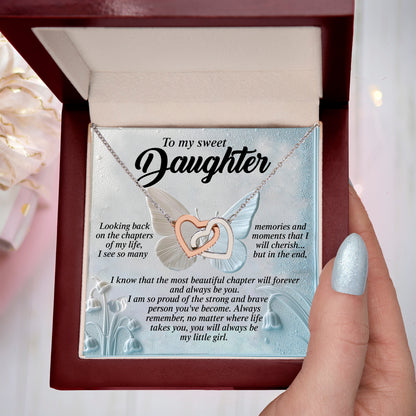 Gift for Daughter - The Most Beautiful Chapter in My Life Is You - Interlocking Hearts Necklace - Mallard Moon Gift Shop