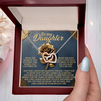 To My Daughter - You Have My Heart & My Soul - Interlocking Hearts Necklace - Mallard Moon Gift Shop