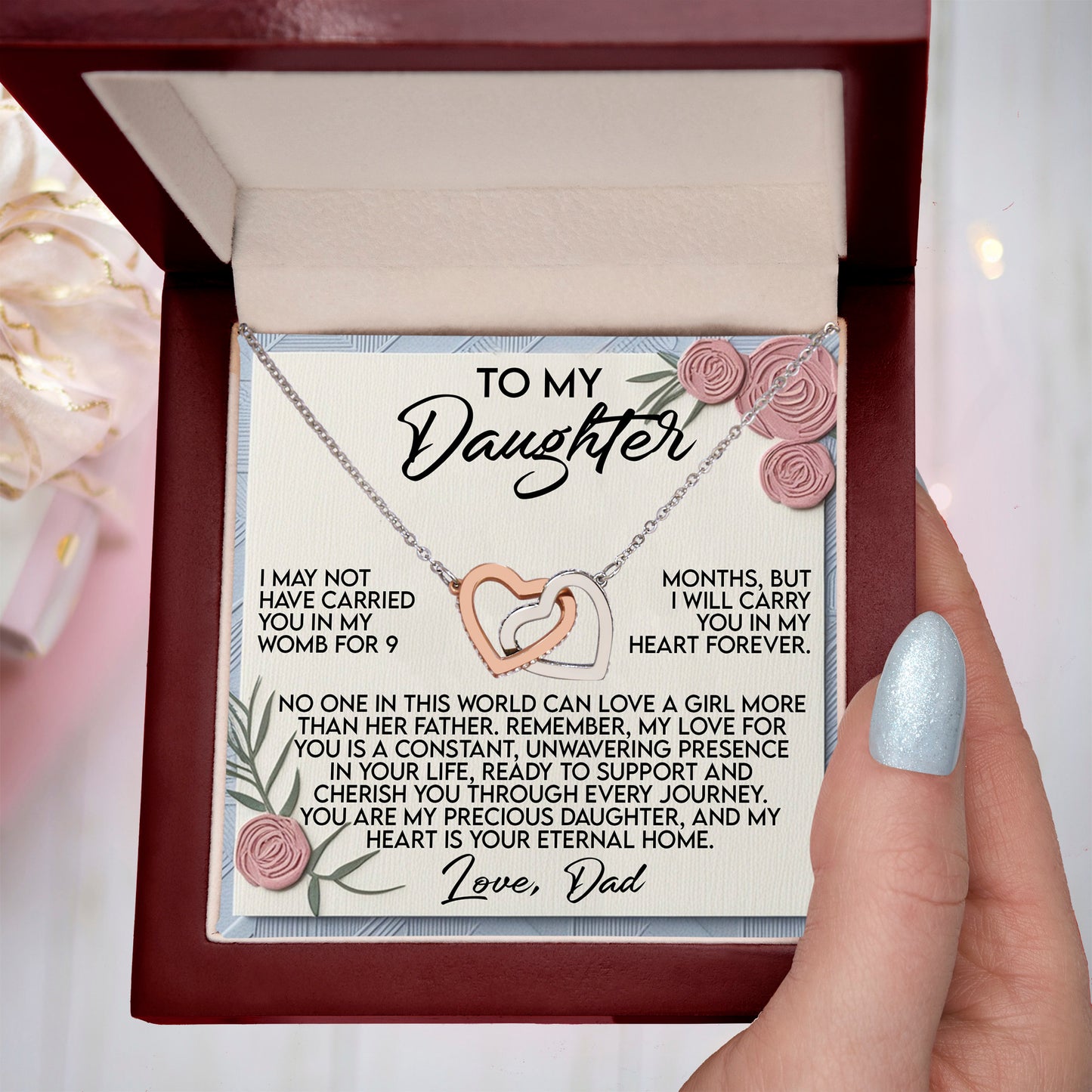 Daughter Gift - I Will Carry You in My Heart Forever - Interlocking Hearts Necklace: - Mallard Moon Gift Shop