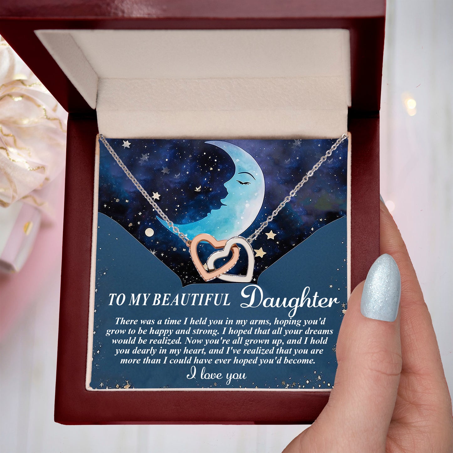 To My Daughter - Always in My Heart Interlocking Hearts Necklace - Mallard Moon Gift Shop