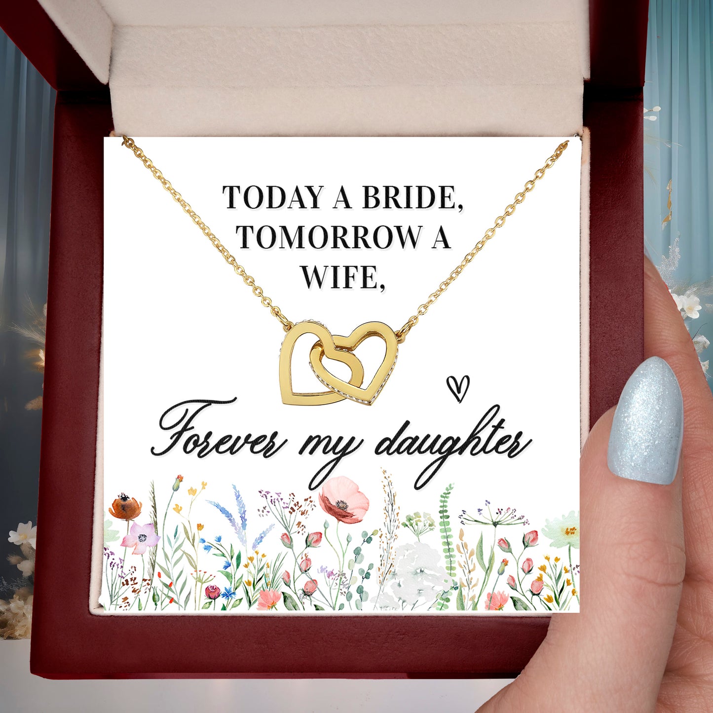 Gift For Daughter - Today a Bride - Interlocking Hearts Necklace - Mallard Moon Gift Shop