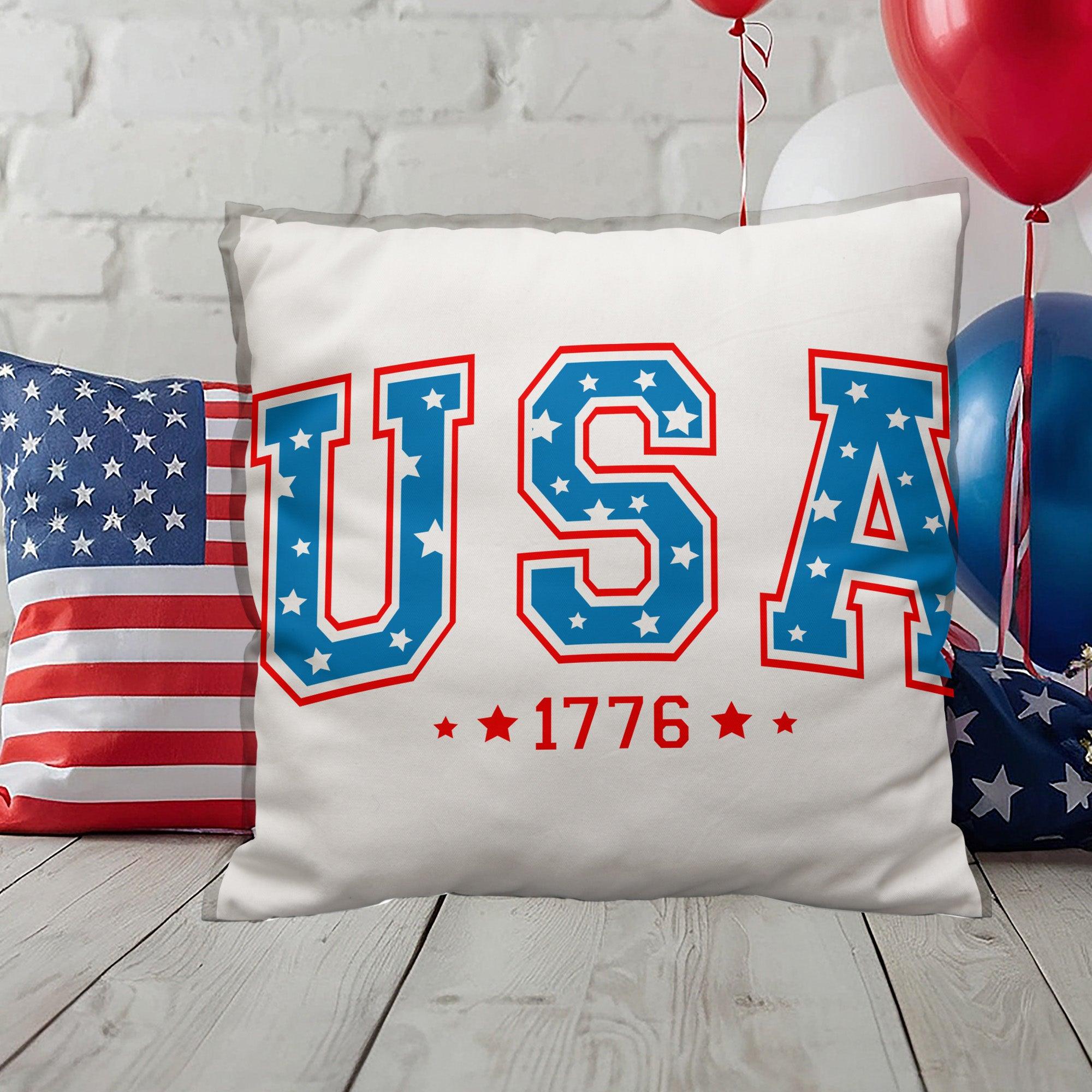 USA 1776 Patriotic Indoor-Outdoor Pillow - Mallard Moon Gift Shop