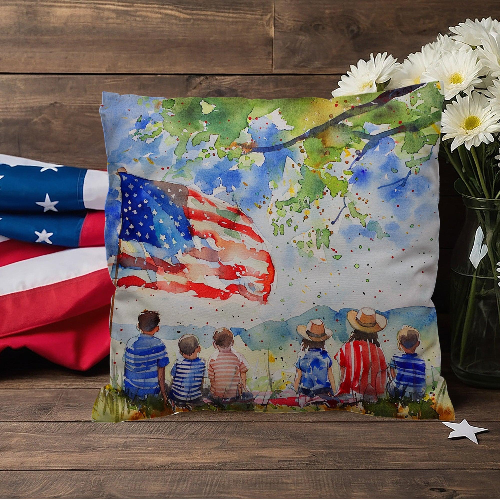 Patriotic Home Decor Waiting for Fireworks Fourth of July Indoor-Outdoor Pillow - Mallard Moon Gift Shop