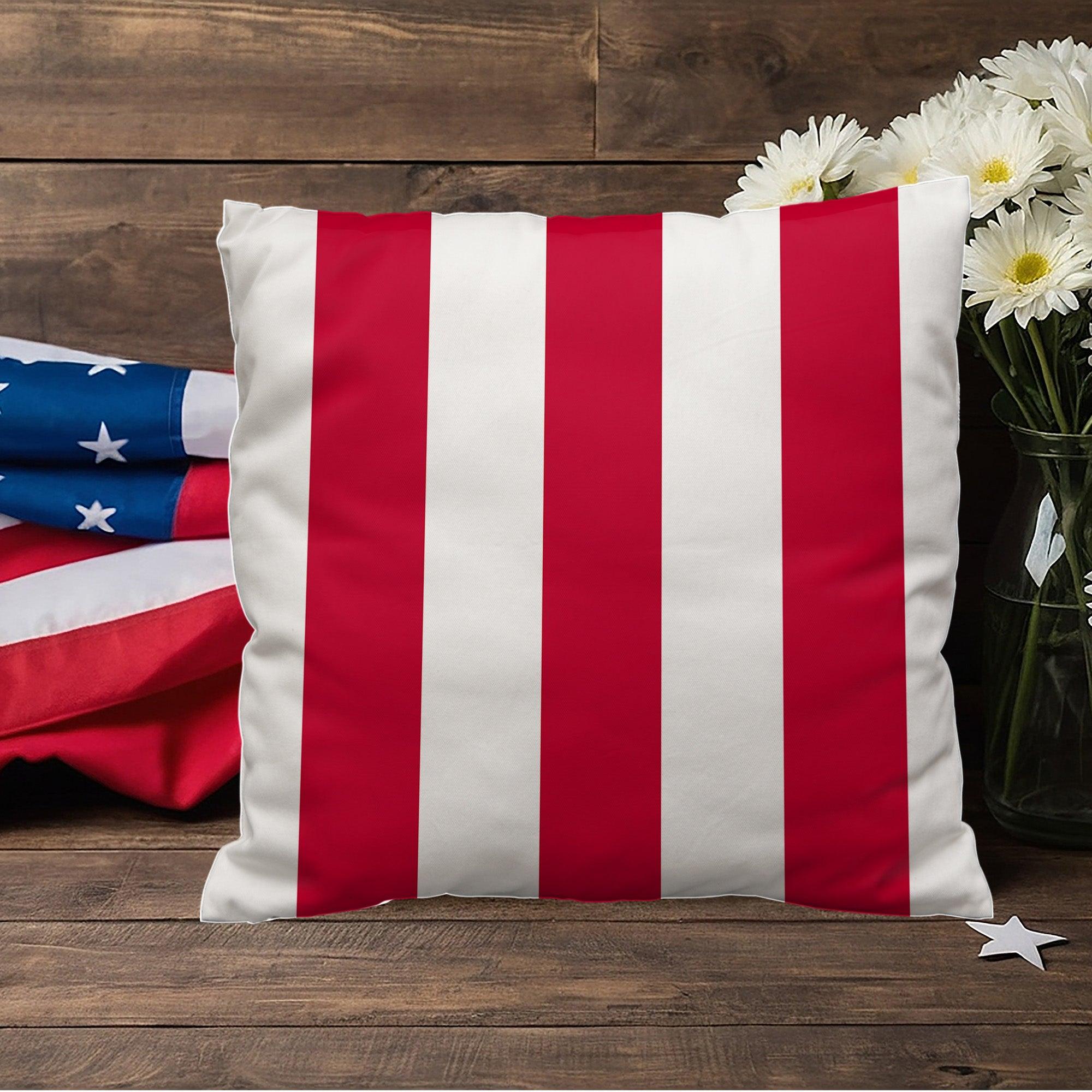 American Flag Stars and Stripes Patriotic Indoor-Outdoor Pillow - Mallard Moon Gift Shop
