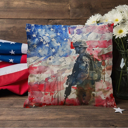 American Soldier Patriotic Indoor-Outdoor-Pillow Home Decor - Mallard Moon Gift Shop
